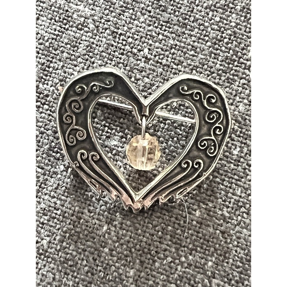 Angel Wings Shapes Into A Heart And Pink Pendent Pin With Metal Scrolls